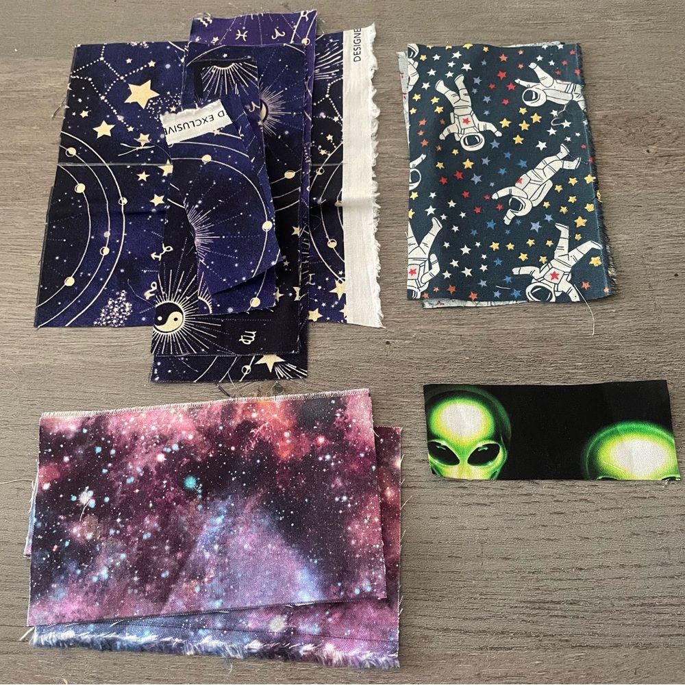 Space & Galaxy Fabric Scrap Bundle - Astronauts, Stars & Alien Prints